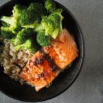 salmon & broccoli rice bowls with citrus-shoyu glaze