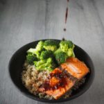 salmon & broccoli rice bowls with citrus-shoyu glaze