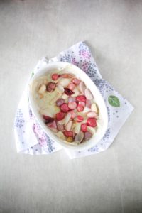 roasted radish and spring onion with miso compound butter