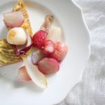 roasted radish and spring onion with miso compound butter