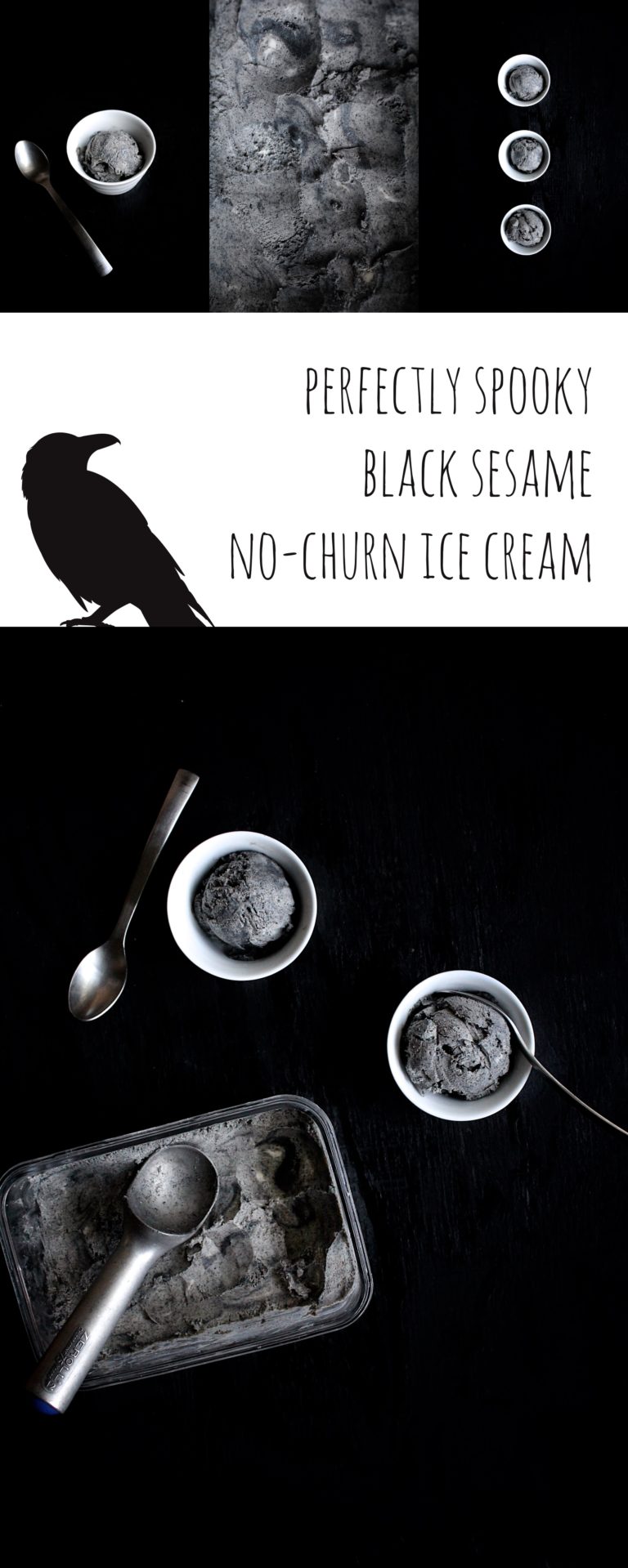 Perfectly Spooky Black Sesame No-Churn Ice Cream - Scratch Eats